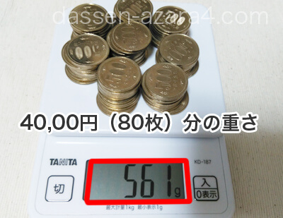 500円玉80枚の重さは